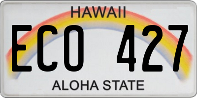HI license plate ECO427