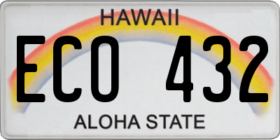 HI license plate ECO432