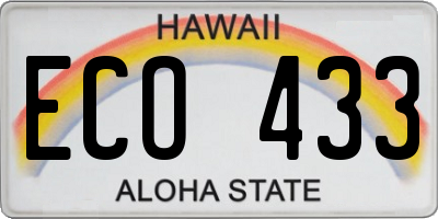 HI license plate ECO433