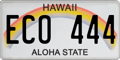 HI license plate ECO444