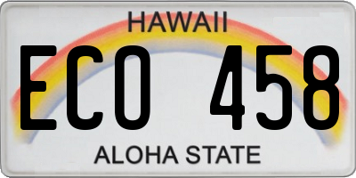 HI license plate ECO458