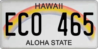 HI license plate ECO465