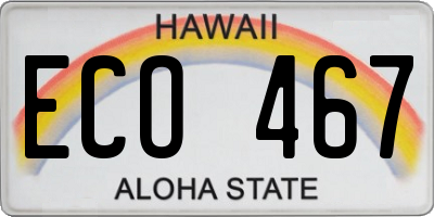 HI license plate ECO467