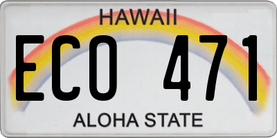 HI license plate ECO471
