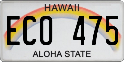 HI license plate ECO475