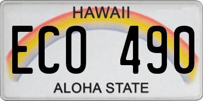 HI license plate ECO490