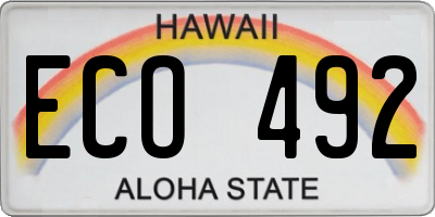 HI license plate ECO492