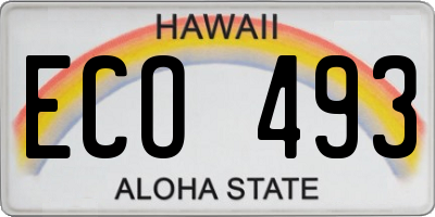 HI license plate ECO493