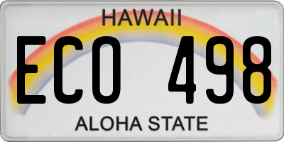 HI license plate ECO498