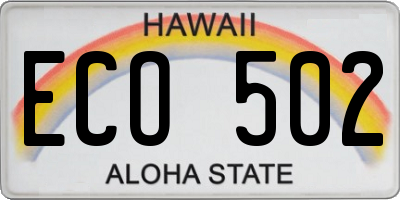 HI license plate ECO502