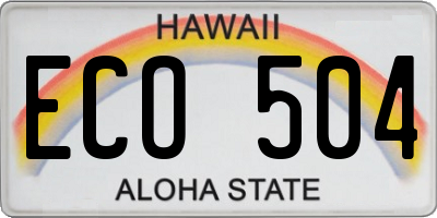 HI license plate ECO504