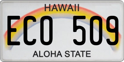 HI license plate ECO509
