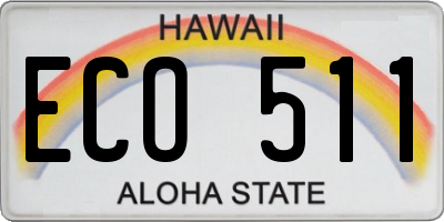 HI license plate ECO511