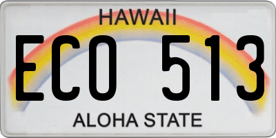 HI license plate ECO513