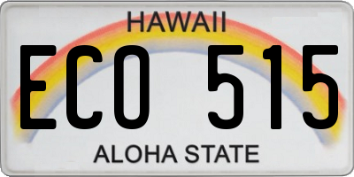 HI license plate ECO515