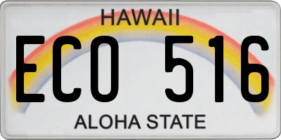 HI license plate ECO516