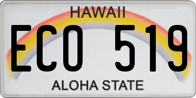 HI license plate ECO519
