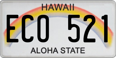 HI license plate ECO521