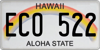 HI license plate ECO522