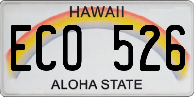 HI license plate ECO526