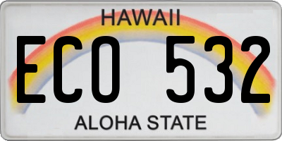 HI license plate ECO532
