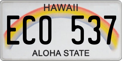HI license plate ECO537