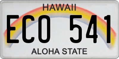 HI license plate ECO541