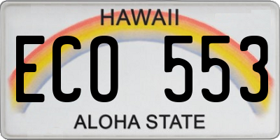 HI license plate ECO553