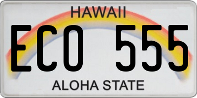 HI license plate ECO555