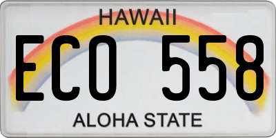 HI license plate ECO558