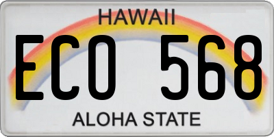 HI license plate ECO568