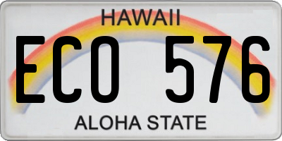 HI license plate ECO576