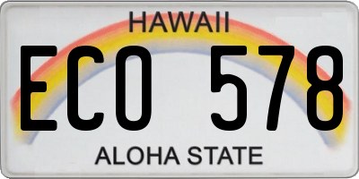 HI license plate ECO578