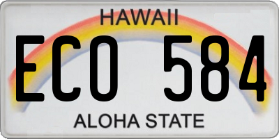 HI license plate ECO584
