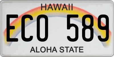 HI license plate ECO589
