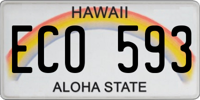 HI license plate ECO593