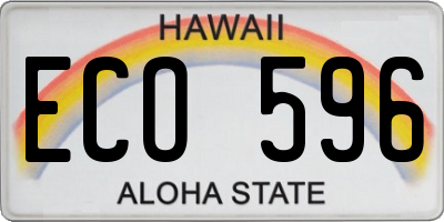 HI license plate ECO596