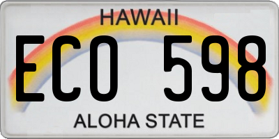 HI license plate ECO598