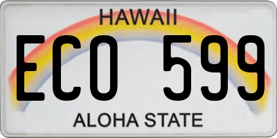 HI license plate ECO599