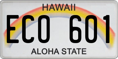 HI license plate ECO601