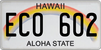 HI license plate ECO602