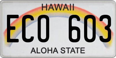 HI license plate ECO603
