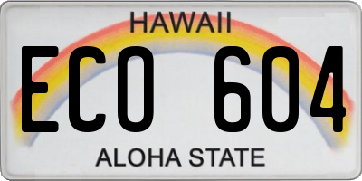 HI license plate ECO604