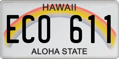 HI license plate ECO611