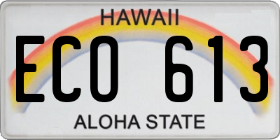 HI license plate ECO613
