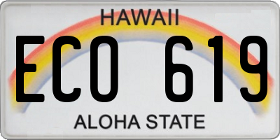 HI license plate ECO619