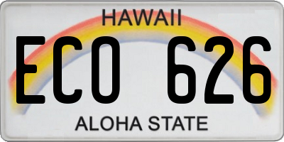 HI license plate ECO626