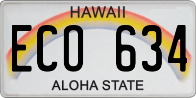 HI license plate ECO634