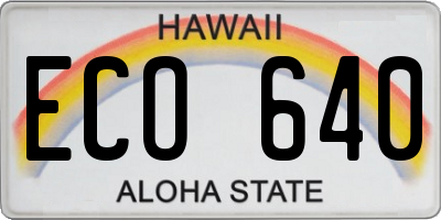 HI license plate ECO640