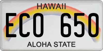 HI license plate ECO650